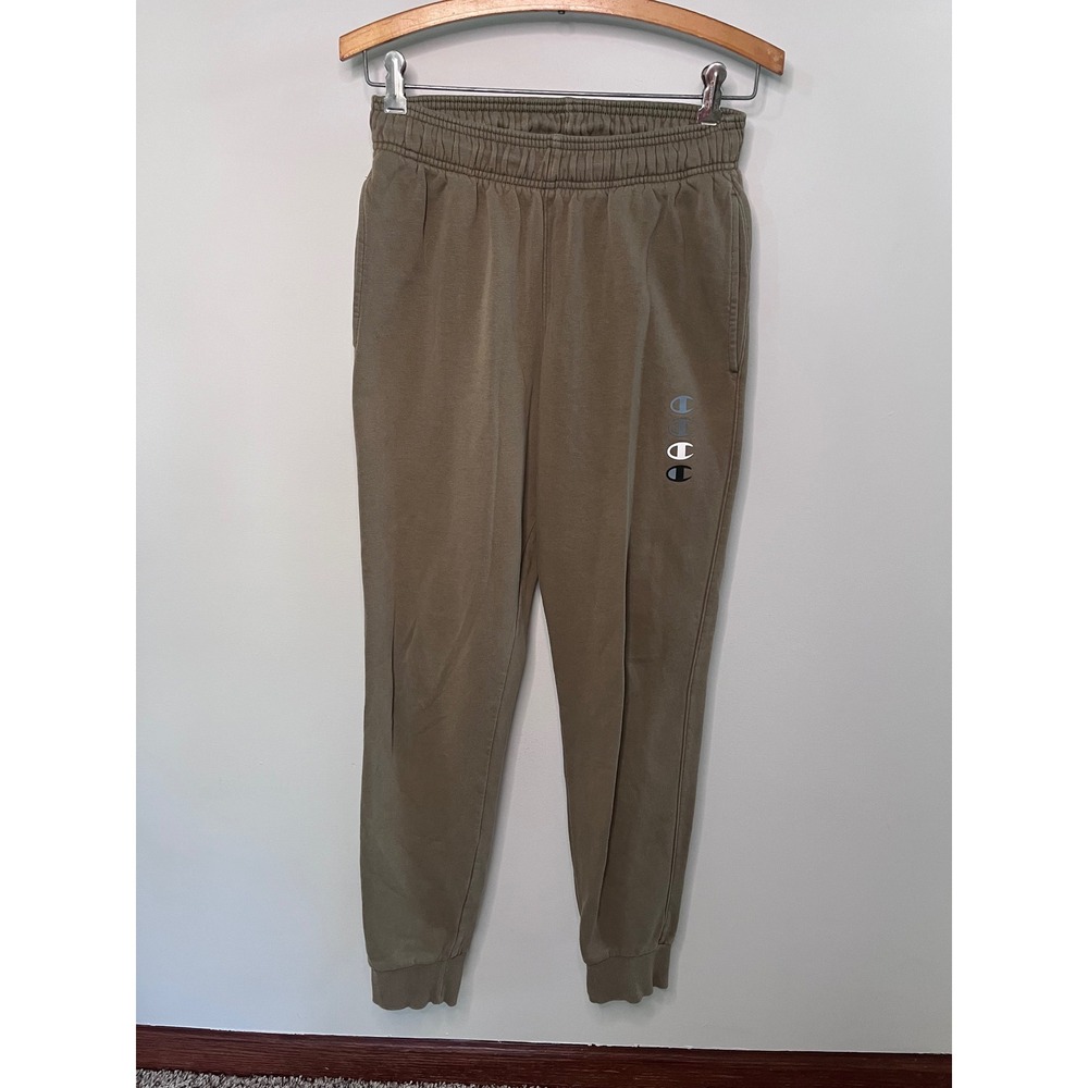 Champion Classic Fleece Joggers Mens‎ Small Olive Green Triple Logo Sweatpants